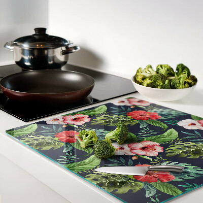 Snijplanken glas Tropische bloemen met bladeren