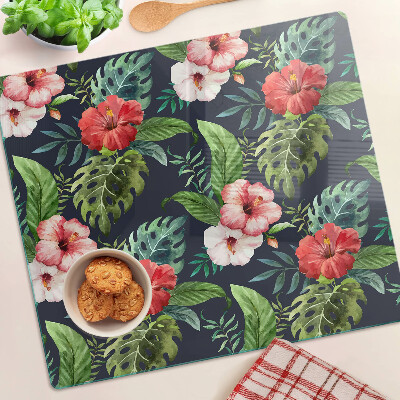 Snijplanken glas Tropische bloemen met bladeren