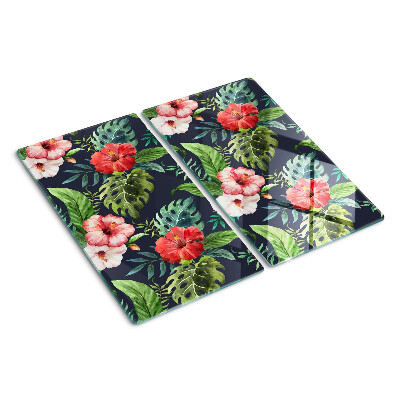 Snijplanken glas Tropische bloemen met bladeren
