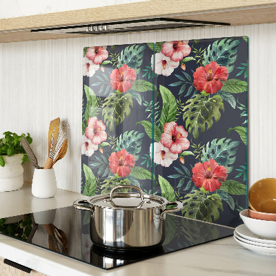 Snijplanken glas Tropische bloemen met bladeren