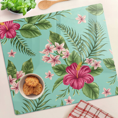 Glazen snijplanken Tropisch bloemenpatroon