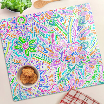 Glazen snijplanken Bloemenpatroon in boho-stijl