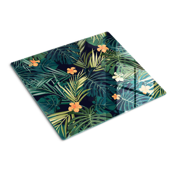 Snijplanken glas Tropisch patroon met bladeren en bloemen