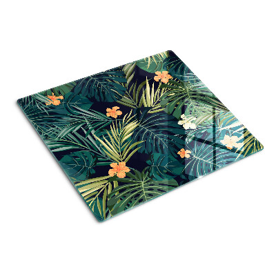 Snijplanken glas Tropisch patroon met bladeren en bloemen
