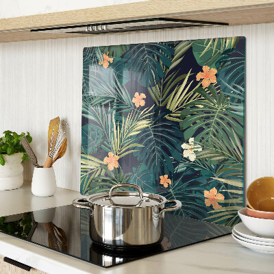 Snijplanken glas Tropisch patroon met bladeren en bloemen
