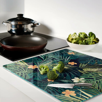 Snijplanken glas Tropisch patroon met bladeren en bloemen