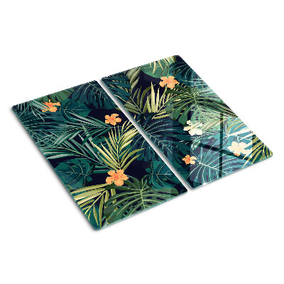 Snijplanken glas Tropisch patroon met bladeren en bloemen