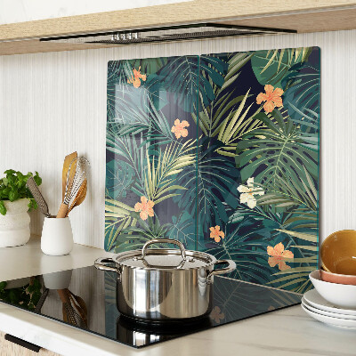 Snijplanken glas Tropisch patroon met bladeren en bloemen