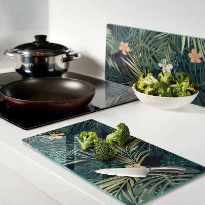 Snijplanken glas Tropisch patroon met bladeren en bloemen