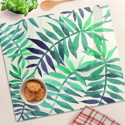 Snijplanken glas Palmbladeren in aquarelstijl