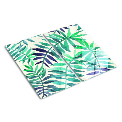 Snijplanken glas Palmbladeren in aquarelstijl