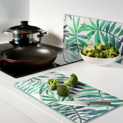 Snijplanken glas Palmbladeren in aquarelstijl