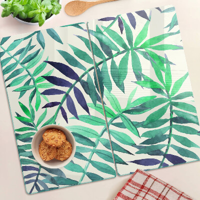 Snijplanken glas Palmbladeren in aquarelstijl