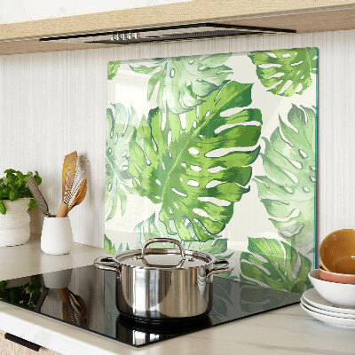 Snijplanken glas Monsterabladeren op een lichte achtergrond