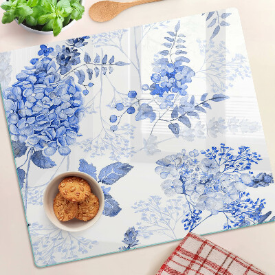 Glazen snijplanken Bloemen in tinten blauw