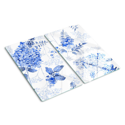 Glazen snijplanken Bloemen in tinten blauw