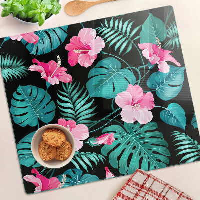 Snijplanken glas Tropische bloemen en bladeren