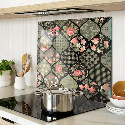 Glazen snijplanken Bloemenpatchwork met geometrische patronen