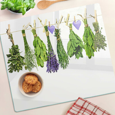 Snijplanken glas Kruiden aan een touwtje