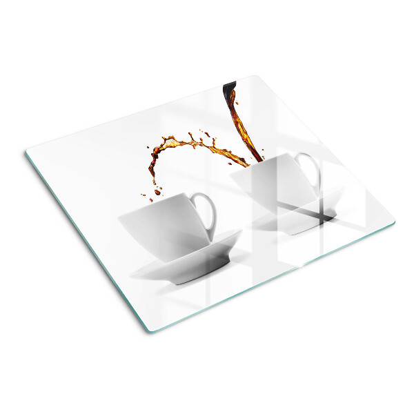 Snijplanken glas Koffie in kopjes