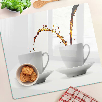 Snijplanken glas Koffie in kopjes