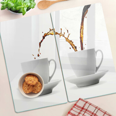 Snijplanken glas Koffie in kopjes