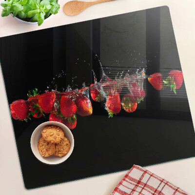 Glazen snijplanken Aardbeien in water