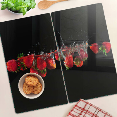 Glazen snijplanken Aardbeien in water