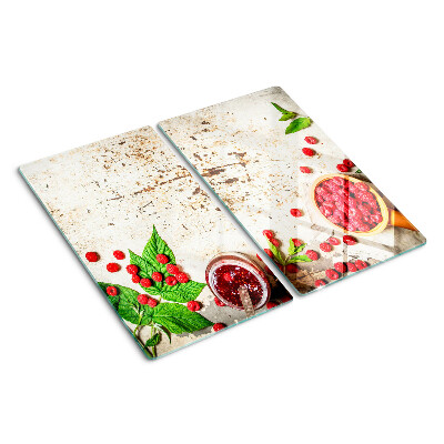 Snijplanken glas Frambozen en bladeren