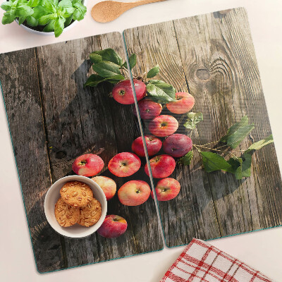Glazen snijplanken Appels op een houten achtergrond