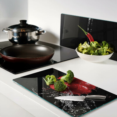 Snijplanken glas Rode peper in water
