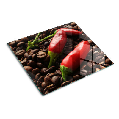 Glazen snijplanken Koffie en chilipepers