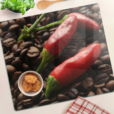 Glazen snijplanken Koffie en chilipepers
