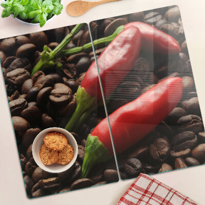 Glazen snijplanken Koffie en chilipepers