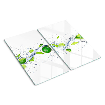 Snijplanken glas Citroenen en water met bladeren