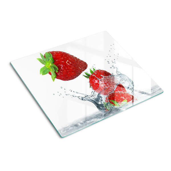 Glazen snijplanken Aardbeien in water