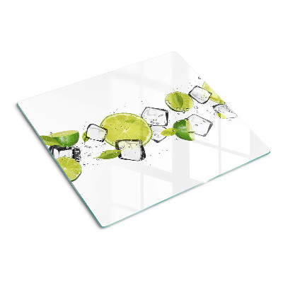 Snijplanken glas Citroenen met ijs in water