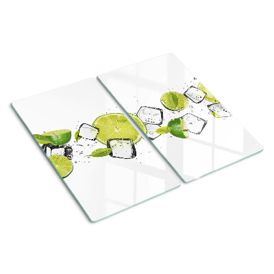 Snijplanken glas Citroenen met ijs in water