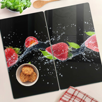 Glazen snijplanken Aardbeien in water