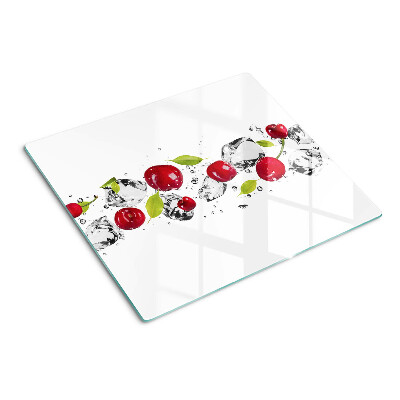 Snijplanken glas Rode appels met ijs