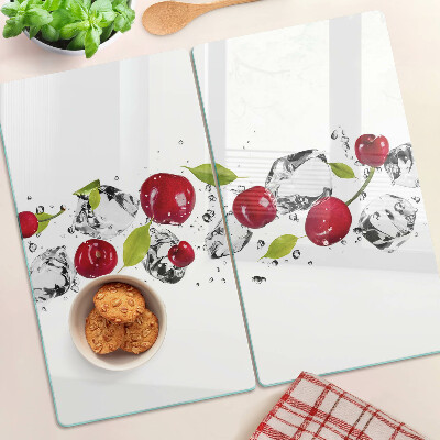 Snijplanken glas Rode appels met ijs