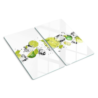 Snijplanken glas Citroenen en ijs in water