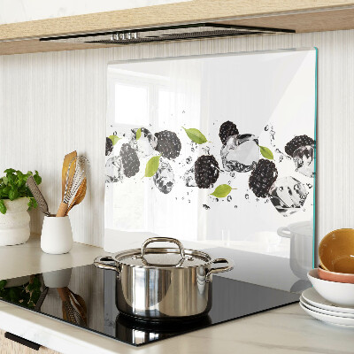 Snijplanken glas Frambozen met bladeren en waterdruppels