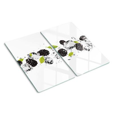 Snijplanken glas Frambozen met bladeren en waterdruppels