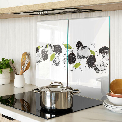 Snijplanken glas Frambozen met bladeren en waterdruppels