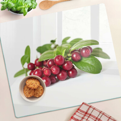 Snijplanken glas Veenbessen met bladeren