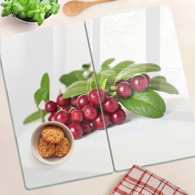 Snijplanken glas Veenbessen met bladeren