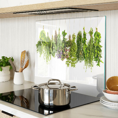 Snijplanken glas Kruiden hangen aan een touwtje
