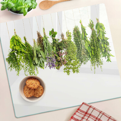 Snijplanken glas Kruiden hangen aan een touwtje