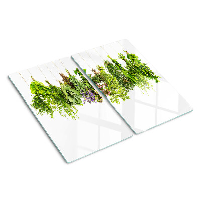 Snijplanken glas Kruiden hangen aan een touwtje